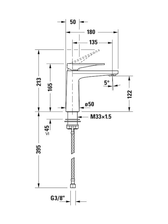 Duravit Αναμεικτική Μπαταρία Νιπτήρα Ασημί
