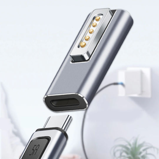 Μαγνητικός Προσαρμογέας Usb-c Magsafe 2 Macbook Air Pro Ασημί