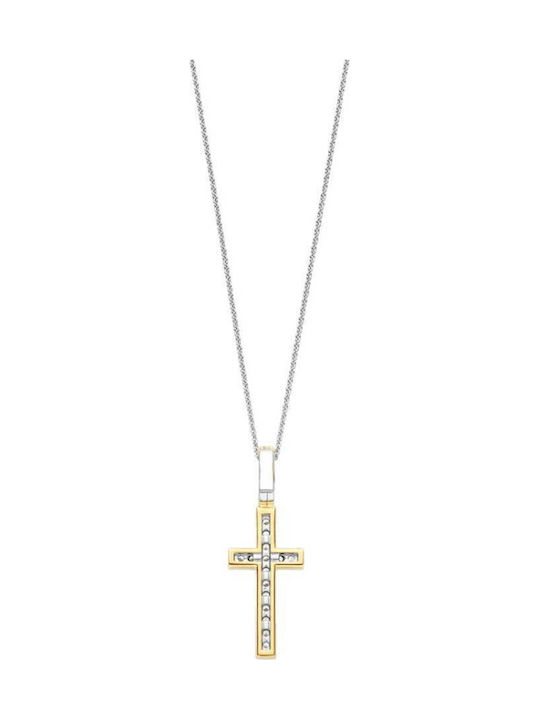 Ti Sento Damen Kreuz aus Vergoldetem Silber mit Kette