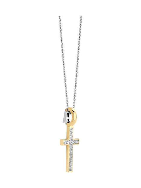 Ti Sento Damen Kreuz aus Vergoldetem Silber mit Kette