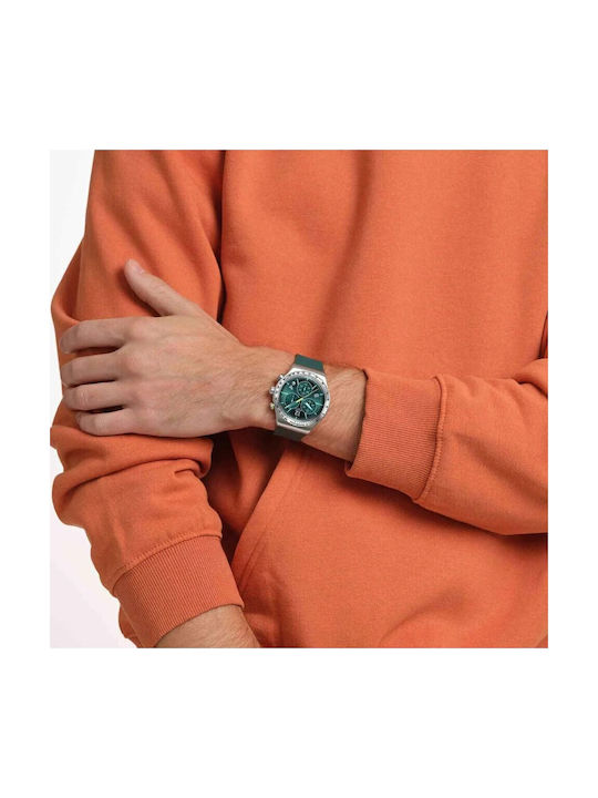 Swatch Swatch Γυναικείο Ρολόι Χρονογράφος Μπαταρίας με Πράσινο Μεταλλικό Μπρασελέ