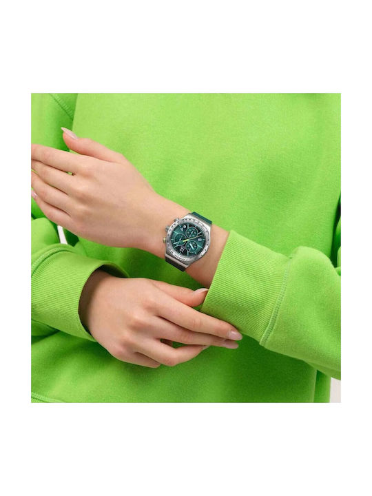 Swatch Swatch Γυναικείο Ρολόι Χρονογράφος Μπαταρίας με Πράσινο Μεταλλικό Μπρασελέ