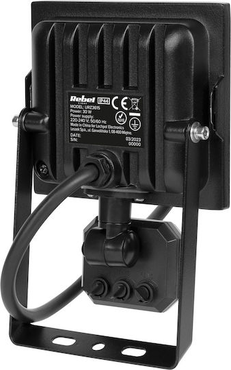 Rebel Στεγανός Προβολέας LED 30W Φυσικό Λευκό 4000K με Αισθητήρα Κίνησης IP44