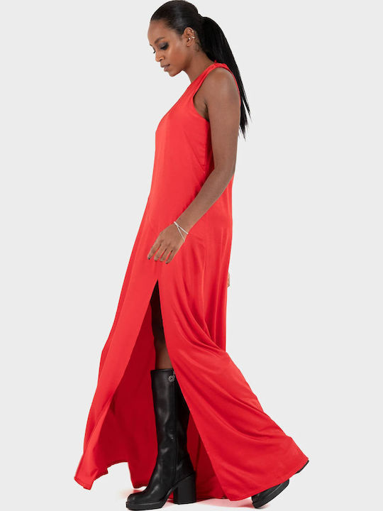 Summer Maxi Dress for Wedding and Christening Open Back Red