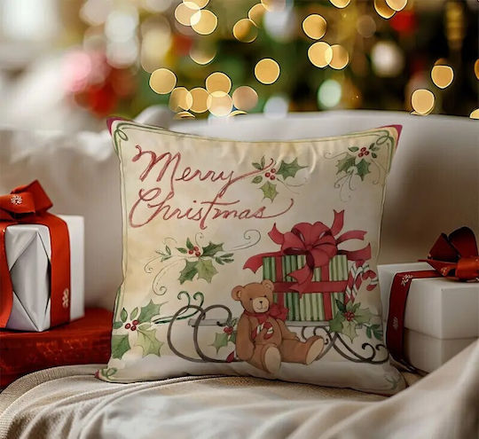 By Queen Limited Festive Edition Μαξιλαροθήκη Merry Christmas Αρκουδάκι