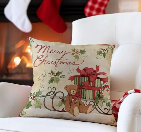 By Queen Limited Festive Edition Μαξιλαροθήκη Merry Christmas Αρκουδάκι