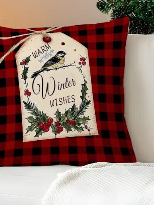 By Queen Limited Festive Edition Μαξιλαροθήκη Buffalo Plaid Σχέδιο “warm Winter Wishes”