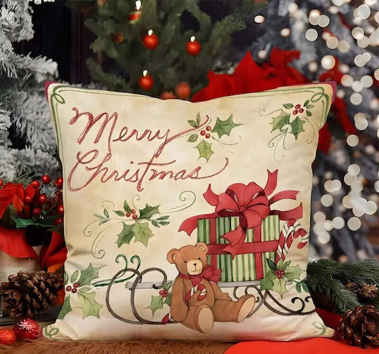 By Queen Limited Festive Edition Μαξιλαροθήκη Merry Christmas Αρκουδάκι
