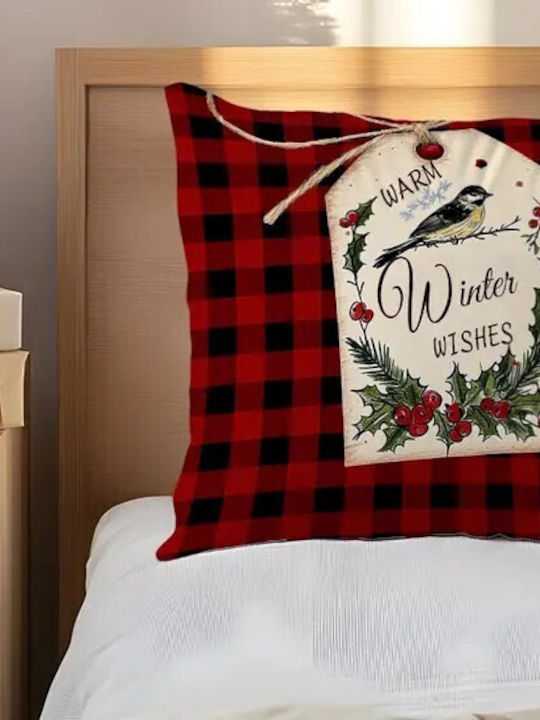 By Queen Limited Festive Edition Μαξιλαροθήκη Buffalo Plaid Σχέδιο “warm Winter Wishes”