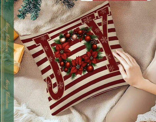 By Queen Limited Festive Edition Μαξιλαροθήκη Joy Χριστουγεννιάτικο Στεφάνι 45x45εκ