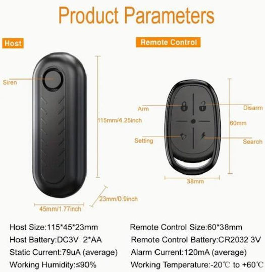 Wireless Alarm Remote Control Bicycle Motorcycle & Doors Powerful Siren 120db Zdfd200e