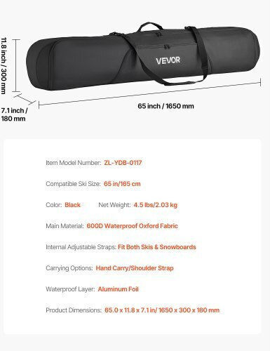 Vevor Θήκη Snowboard Μαύρη