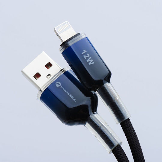 Forcell USB-A to Lightning Cable 12W Black 1m