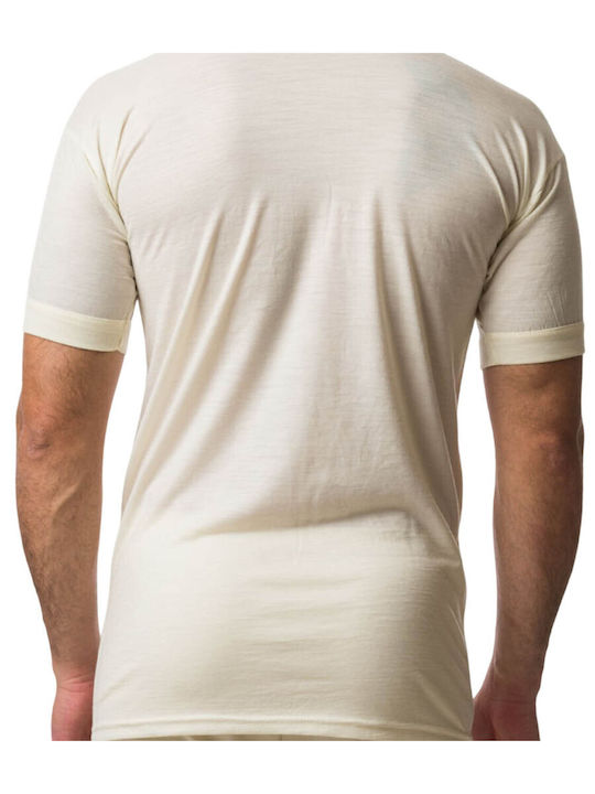 Men's Undershirt Short-sleeved in Beige Color