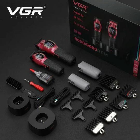 VGR Професионална Машинка за Подстригване Червена V-886