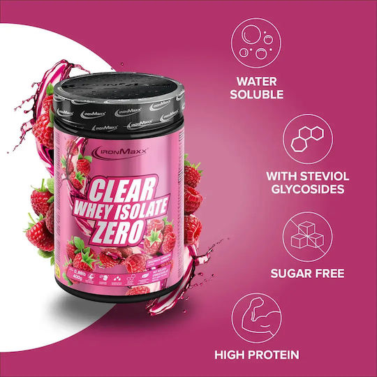 IronMaxx Clear Whey Isolate ZERO Protein Molke Laktosefrei mit Geschmack Raspberry 400gr