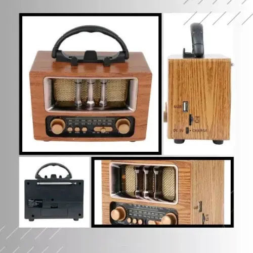 Cmik MK-263BT Retro Επιτραπέζιο Ραδιόφωνο Επαναφορτιζόμενο με Bluetooth και USB Καφέ