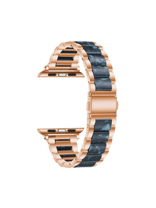 Metallarmband Für Apple Watch 42 44 45 46 49mm Rose Gold Blau