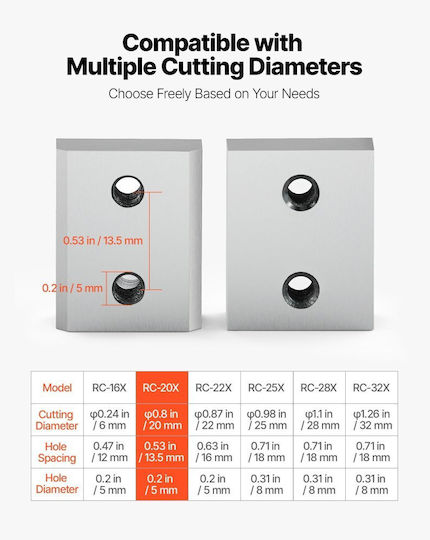 Vevor Reinforcement Cutting Blades 6 Pieces Spare Blades Jaws Electric Reinforcement Cutter 3/4 Inch 20mm #6 Double-Sided High Hardness Steel Cr12mov Fast Performance Screws Spring Washer Silver