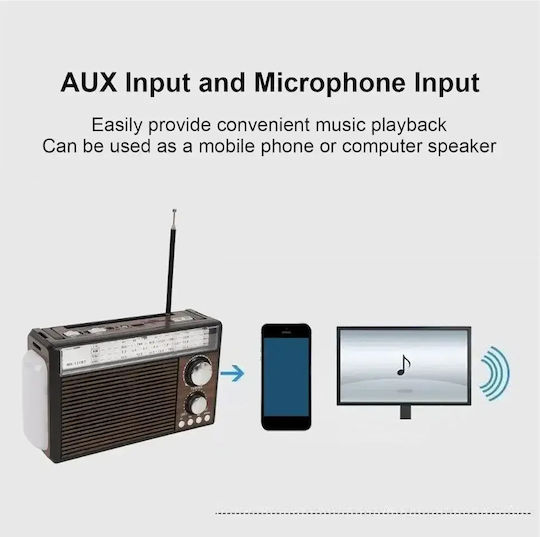 Cmik MK-131BT Portable Radio Rechargeable with Bluetooth and USB Brown