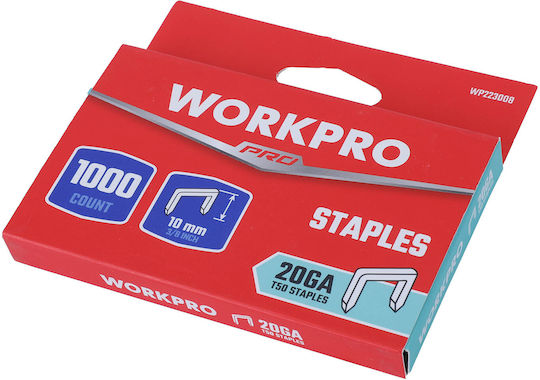 Workpro Καρφιά Διχάλες Τύπος T50 20ga 10mm 3/8 Wp223008 Πακέτο 1.000τμχ Καρτελάδα