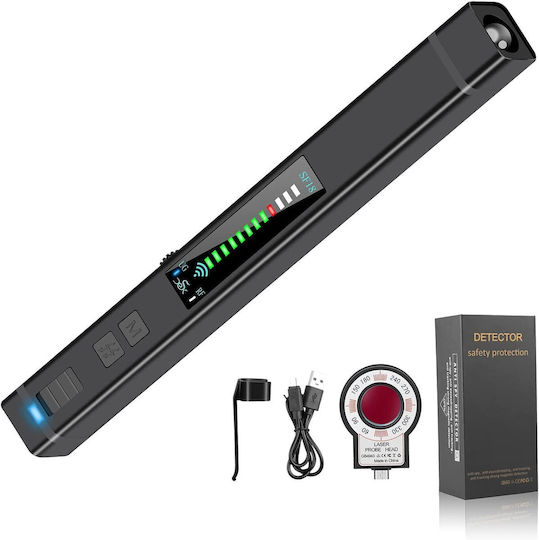 Invincio Cameră de Supraveghere cu Microfon Detector Portabil 12 Niveluri de Detecție Indicator Sonor Led Detectează Localizatoare Gps Gsm Înregistratoare Voci Alte Surse Ascunse Frecvențe 100 Micro Hz-8 Ghz Negru