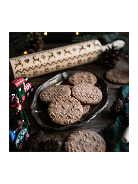 FunnyBaker Weihnachtlicher Nudelholz Holz Transparent