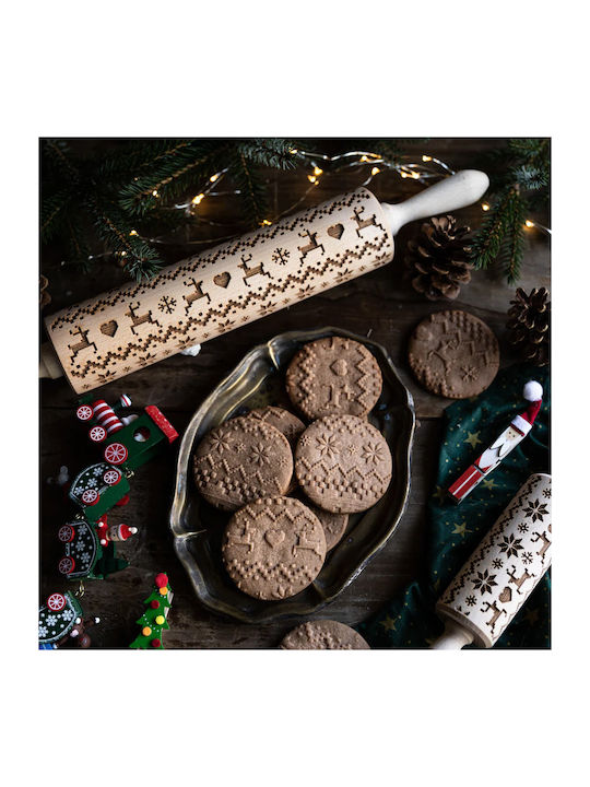 FunnyBaker Weihnachtlicher Nudelholz Holz Transparent