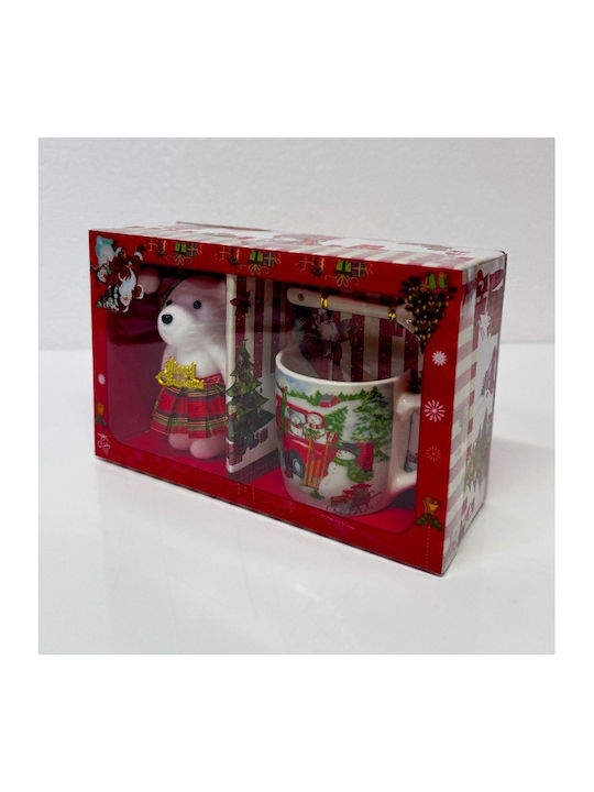 Velve Ornament de masă de Crăciun Cană Ceramic L22xW14xD8cm.