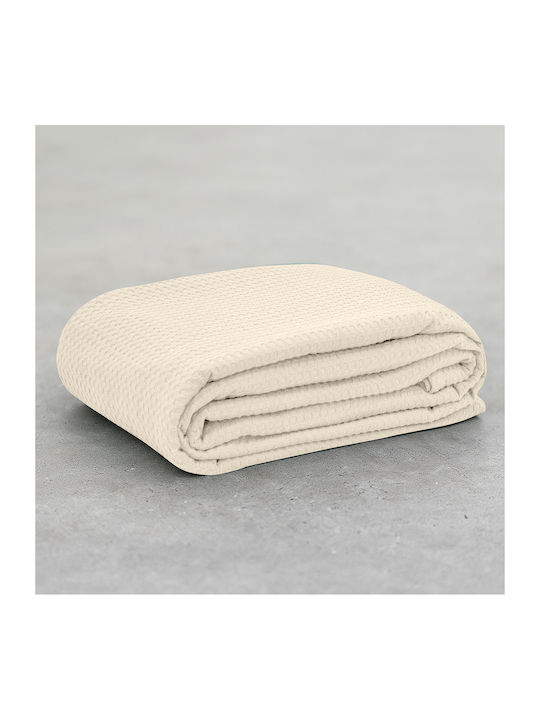 Lino Home Κουβέρτα Πικέ Μονή 170x240εκ. Εκρού