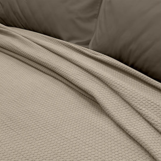 Lino Home Cocoon Pique Blanket Double 220x240cm Mocha