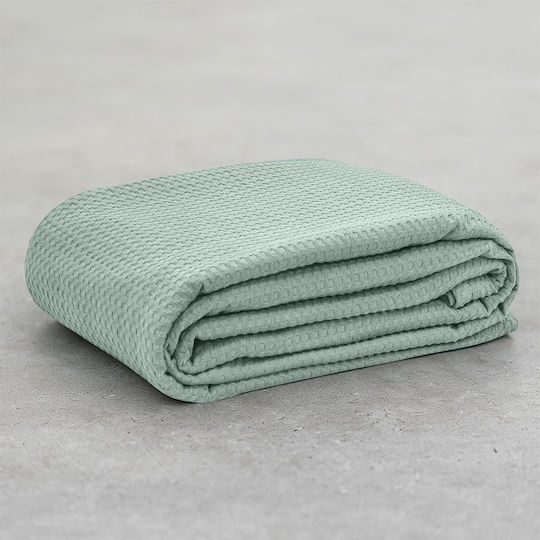 Lino Home Cocoon Pique Double Blanket 220x240cm Mint