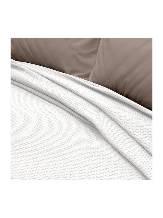 Lino Home Cocoon Κουβέρτα Πικέ Μονή 170x240εκ. Λευκό