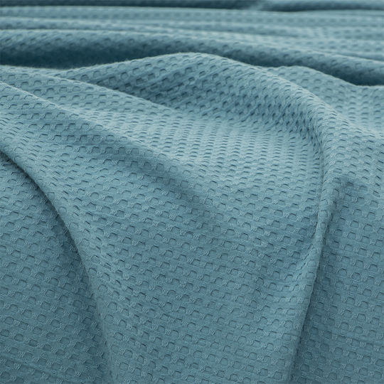 Lino Home Cocoon Pique Blanket Double 240x260cm Petrol Blue