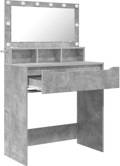 Masuta De Toaleta De Podea Din Lemn Gri Cu Oglindă 80x39.5x135cm
