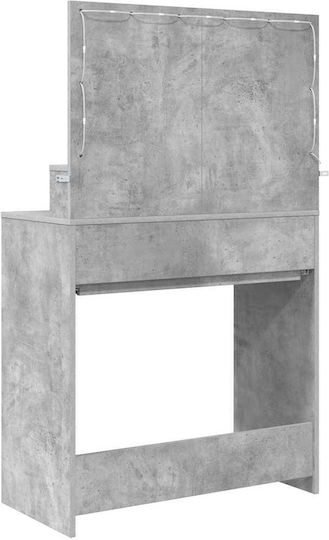 Masuta De Toaleta De Podea Din Lemn Gri Cu Oglindă 80x39.5x135cm