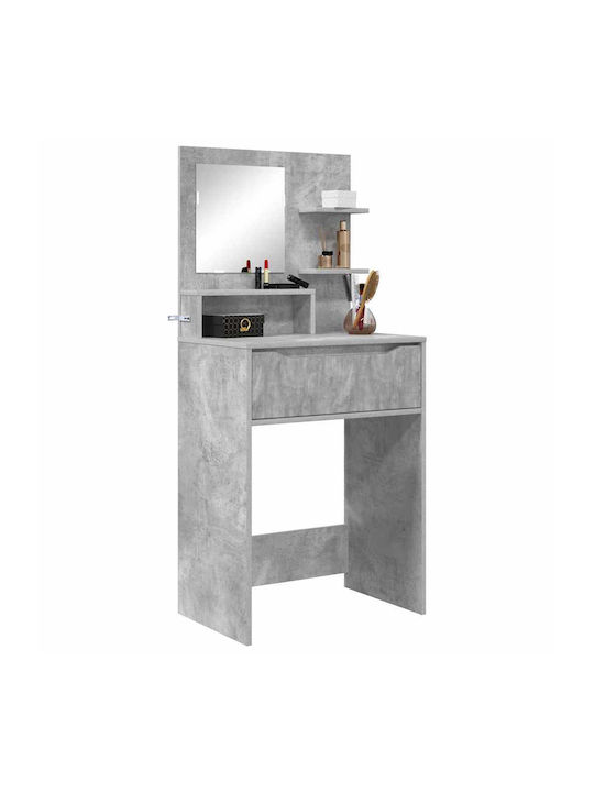 Floor-standing Bedroom Makeup Dressing Table Wooden Grey with Mirror 60x39.5x135cm