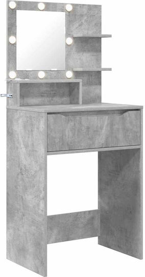 Masută De Toaletă De Podea Din Lemn Gri Cu Oglindă 60x39.5x135cm