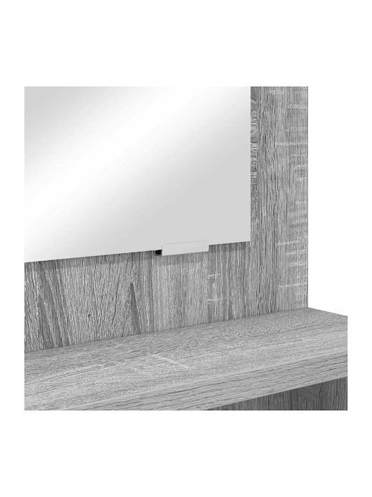 Floor-standing Bedroom Makeup Dressing Table Wooden Grey with Mirror 80x39.5x135cm