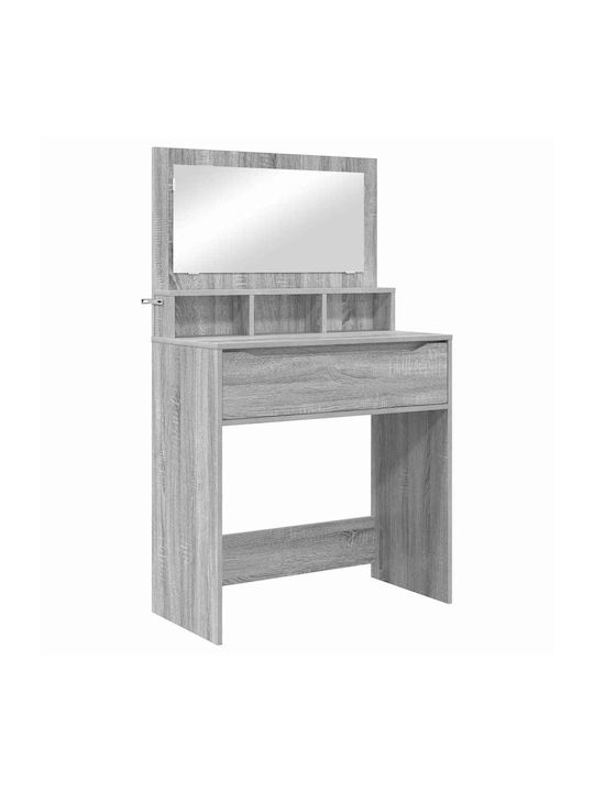 Floor-standing Bedroom Makeup Dressing Table Wooden Grey with Mirror 80x39.5x135cm