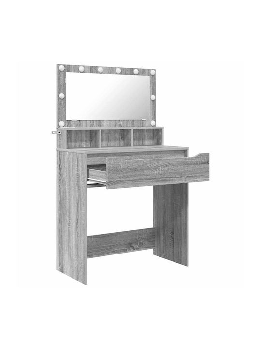 Bodenstehende Schminktisch Schlafzimmer Holz Grau mit Spiegel 80x39.5x135cm