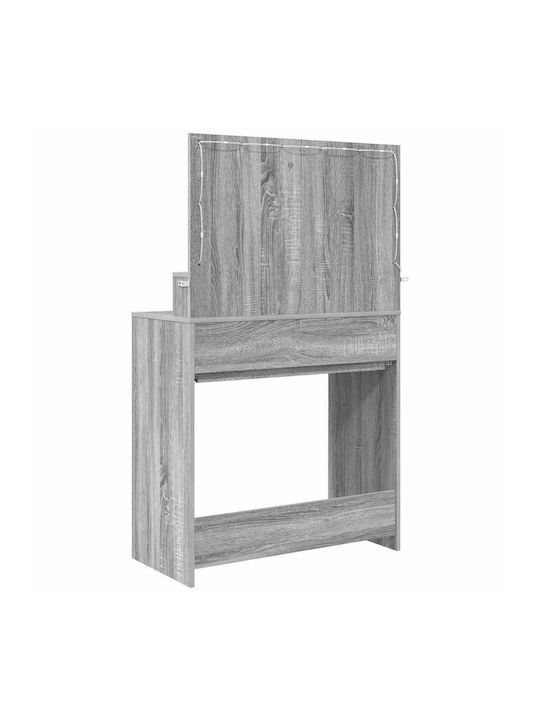 Bodenstehende Schminktisch Schlafzimmer Holz Grau mit Spiegel 80x39.5x135cm