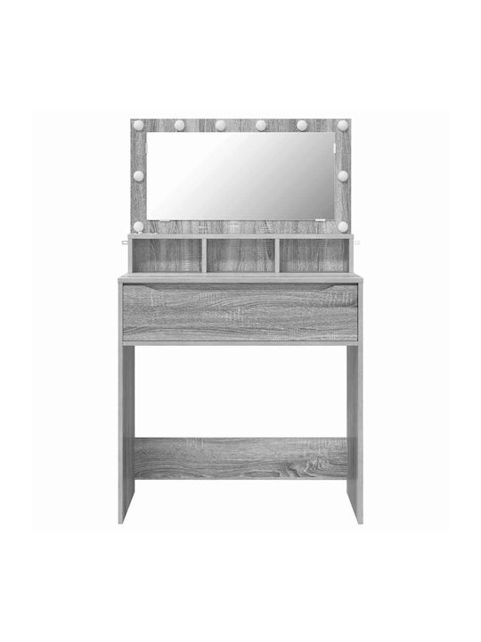 Bodenstehende Schminktisch Schlafzimmer Holz Grau mit Spiegel 80x39.5x135cm