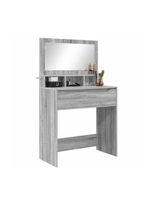 Floor-standing Bedroom Makeup Dressing Table Wooden Grey with Mirror 80x39.5x135cm