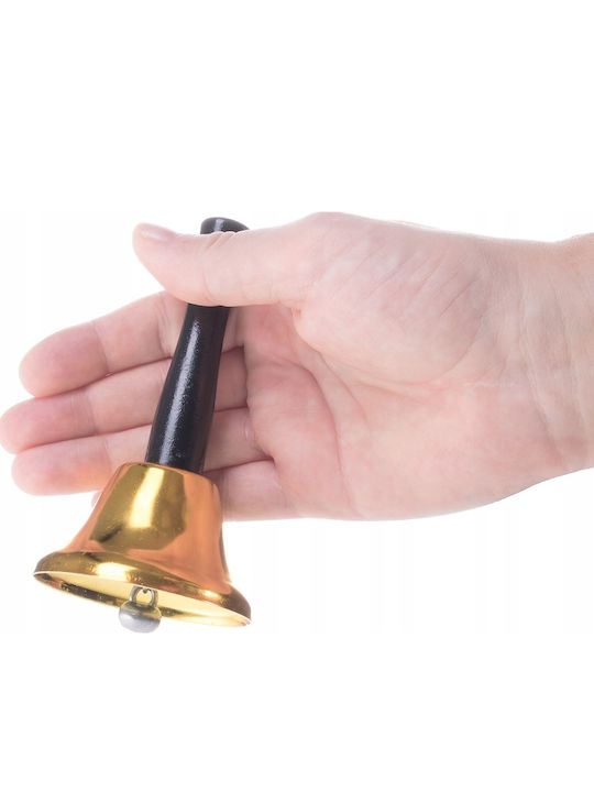 Goldene Metallglocke mit Holzgriff 12cm