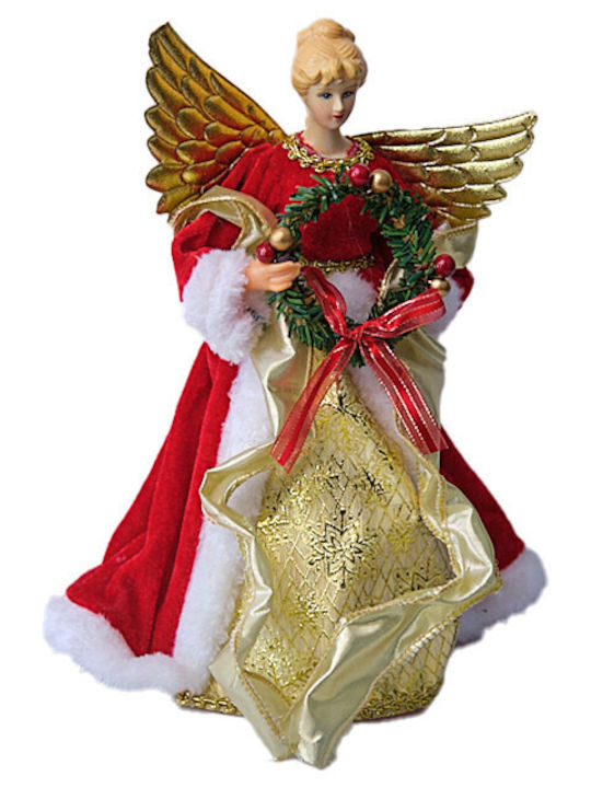 Christmas Decoration Snow Queen Tree Topper Red Gold 30cm