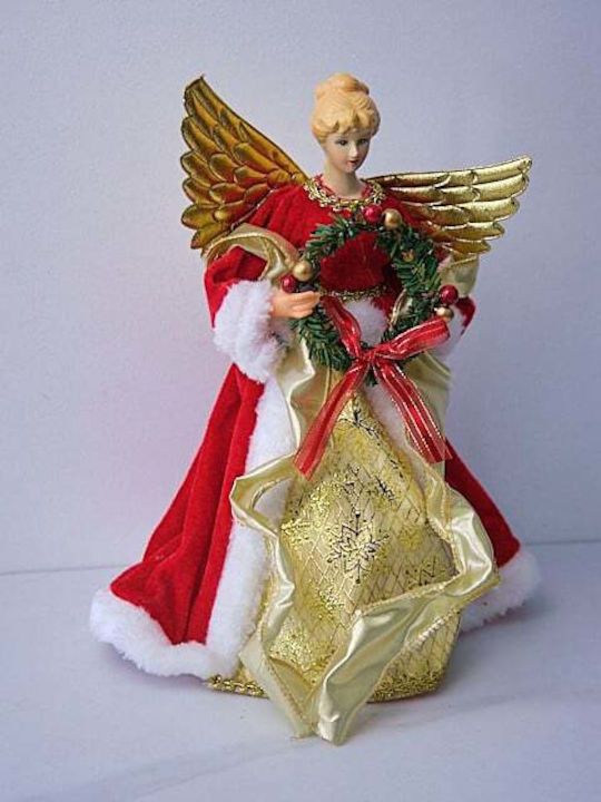 Christmas Decoration Snow Queen Tree Topper Red Gold 30cm