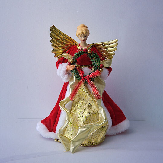 Decorațiune De Crăciun Regina Zăpezii Vârf De Brad Roșu Auriu 30cm