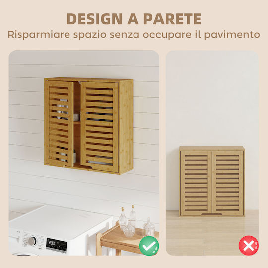 HomCom Oglindă de Baie cu Raft & Dulap 60x20cm