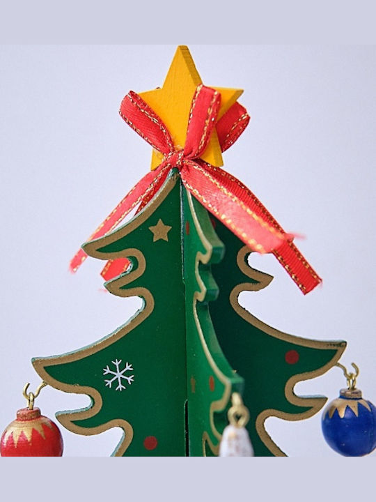 Cutie Muzicală în Formă de Brad pentru Decor de Crăciun Miniatură cu Globuri Verzi 25 X 11cm Catifea